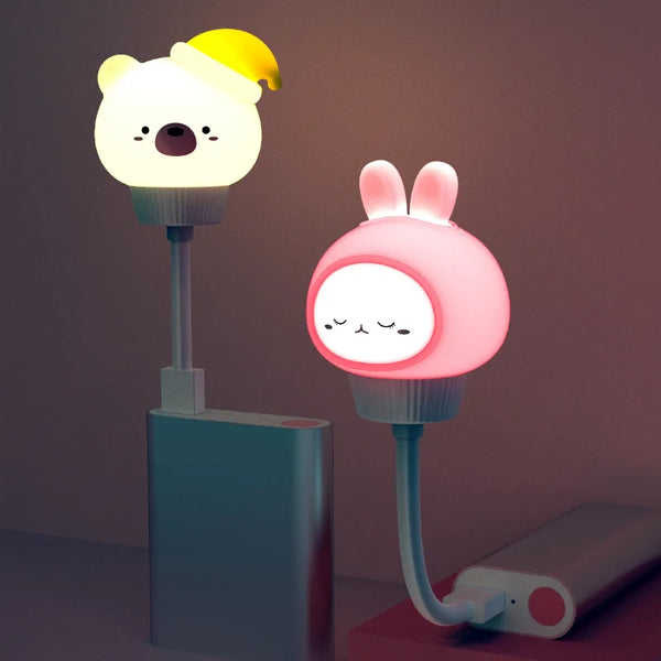 Lumiboo LED Nachtlicht für Kinder | USB oder Fernbedienung | 3 Helligkeitsstufen | Niedliches Tierdesign | 6,8 x 6 x 19 cm