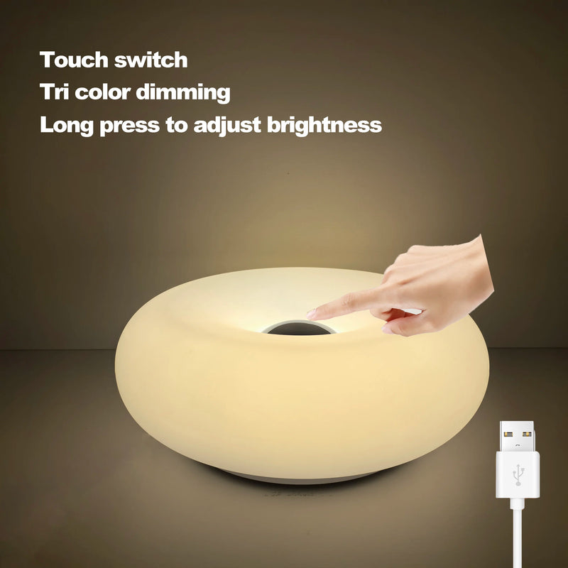 Tischlampe Luminoro Bauhaus | USB & Touch | RGB 16 Farben mit Fernbedienung | Ambientelicht für Wohn- & Schlafzimmer