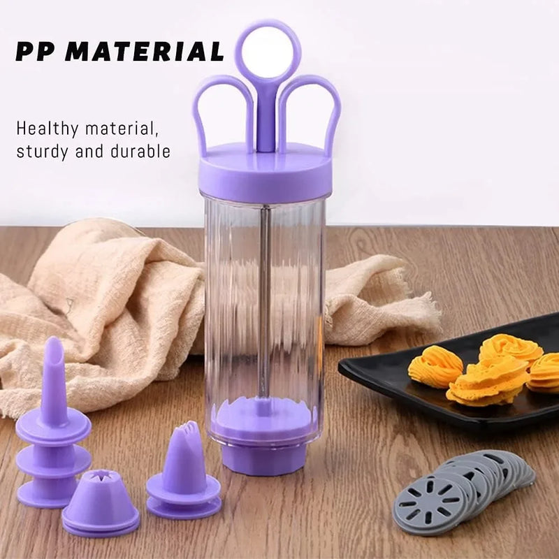 BackLia DelightPress Butterkeks-Presse & Spritzgebäck-Set | Mit Tüllen & Formen | Für Kekse, Sahne & Torten-Deko | Ergonomischer Griff