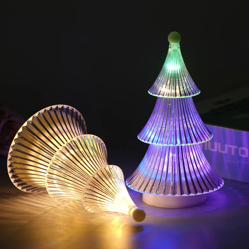 LED Weihnachtsbaum Trilumia | 3-stufiger Leuchtbaum | Buntes Nachtlicht | Batteriebetrieben | 13,5 × 8 cm | Weihnachtsdeko & Geschenkidee