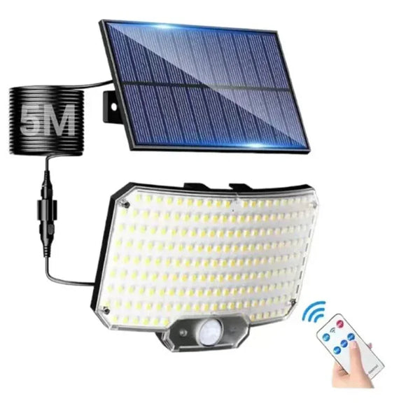 LumaXpert 234 | Solar Außenstrahler mit Bewegungsmelder | 3 Leuchtmodi & Fernbedienung | IP65 Wasserdicht