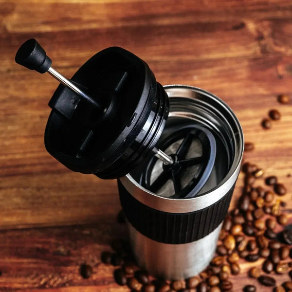 BrewMate Go | Isolierte French Press To-Go | 420 ml | Edelstahl | Doppelwandig & Auslaufsicher