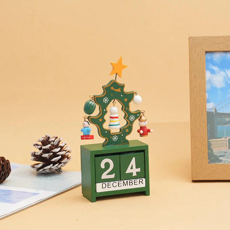 Weihnachts-Countdown-Kalender aus Holz | Santa, Elch & Schneemann | Handgefertigte Tischdekoration | Limitierte Winteredition