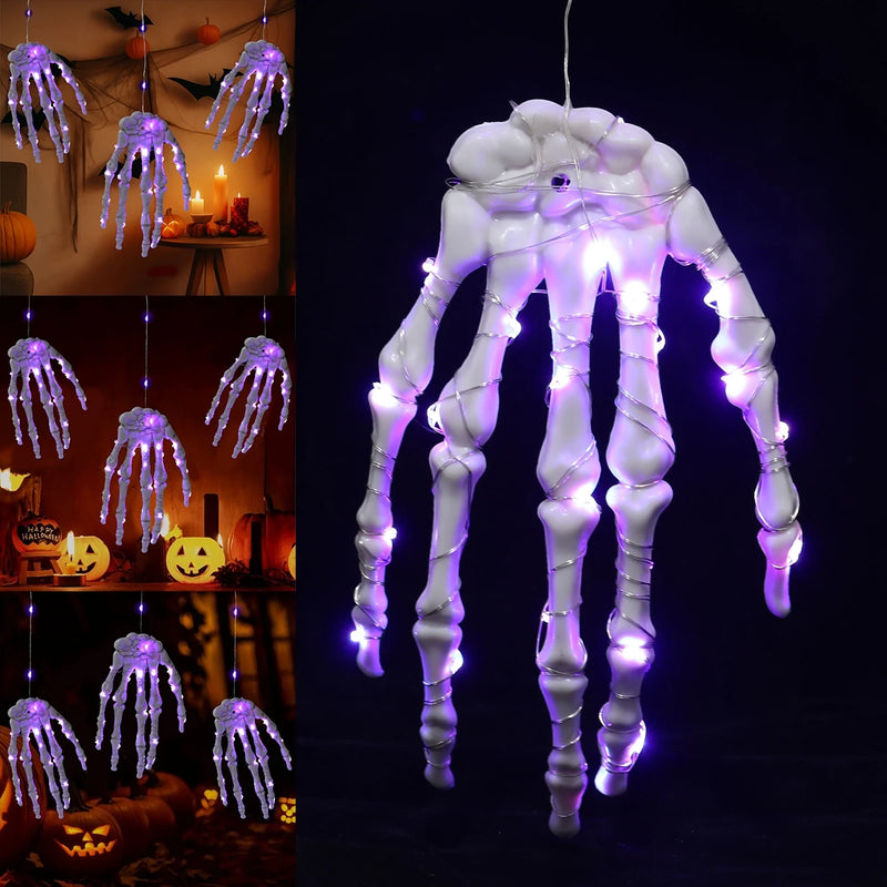 Halloween Lichterkette BoneGlow | Skelett-Hand Design | Kunststoff | Party-Deko