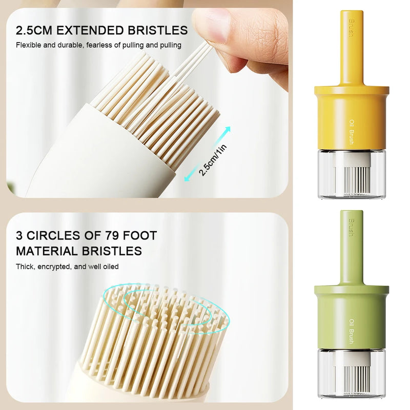 Grilliva Ölspender mit Silikonpinsel | Hitzebeständig & Staubgeschützt | 2-in-1 Flasche für Öl, Saucen & Marinaden | 300 ml