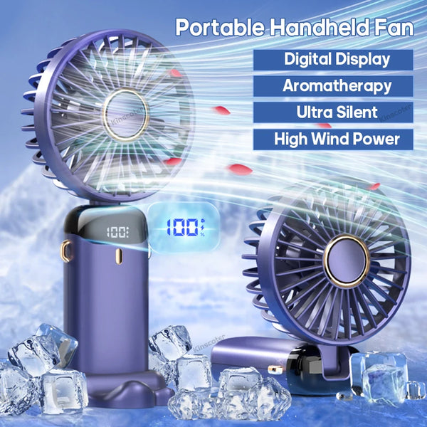 AERIONIQ 3-in-1 Mini-Ventilator | LED-Anzeige | 5 Stufen | Akku mit Powerbank-Funktion | Tragbar & aufstellbar