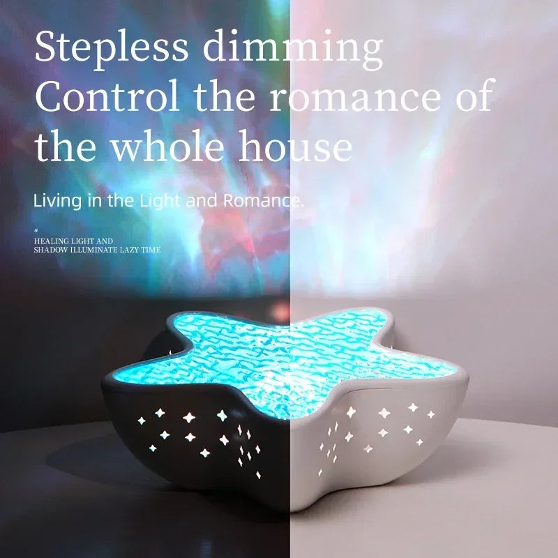 MARILUX Sternenmeer Projektor Lampe | 7 Farben | Ozeanwellen & Aurora-Effekt | Starfish-Design