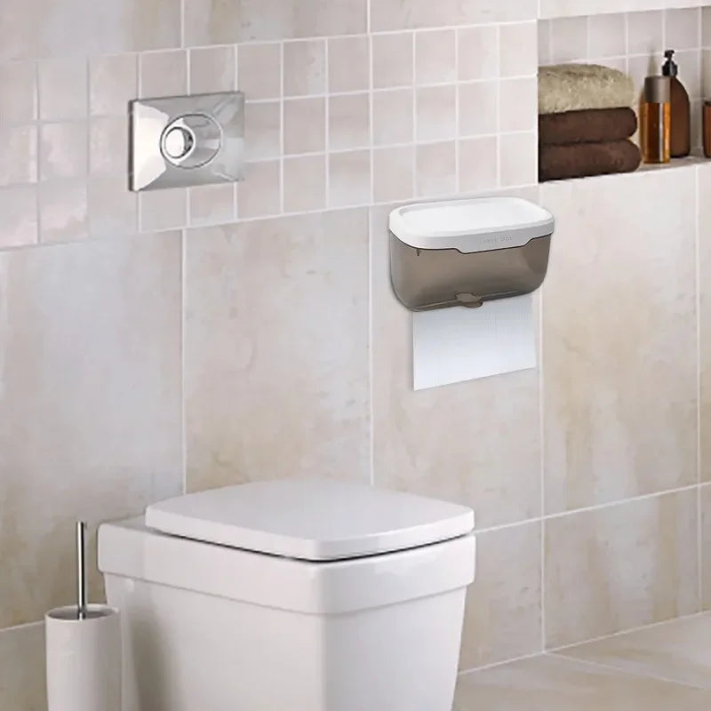 Wandmontierter Toilettenpapierhalter | Mit Regal & Wasserdichter Box | Modern & Platzsparend