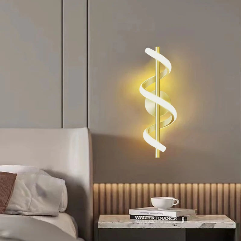 AuroraLume | Minimalistische LED Wandleuchte | Nordisches Design | Schlafzimmer & Wohnzimmer Beleuchtung in Schwarz, Weiß oder Gold