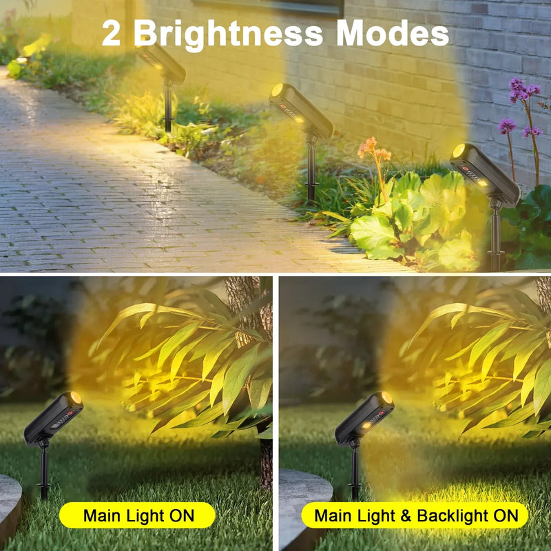 Luminoa SolarGlow Solar Gartenstrahler LED | Farbwechsel & Warmweiß | Wasserdicht | Für Garten, Terrasse & Landschaft | 6–8 Std. Leuchtdauer