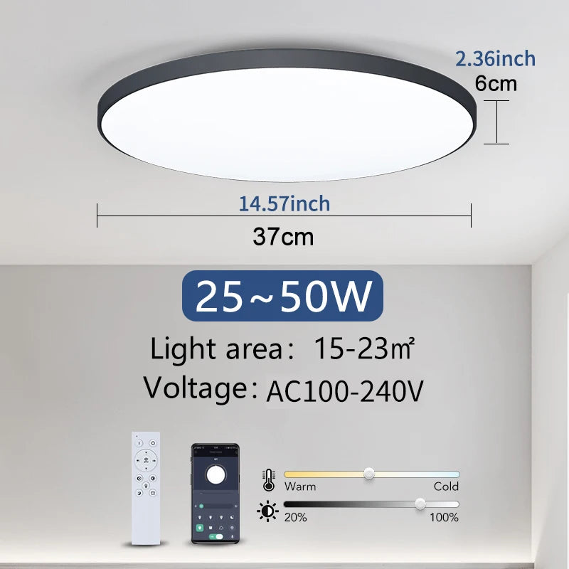 Smart Deckenleuchte LumoSmart | Dimmbar & App-Steuerung | Modernes LED-Design | Schwarz/Weiß