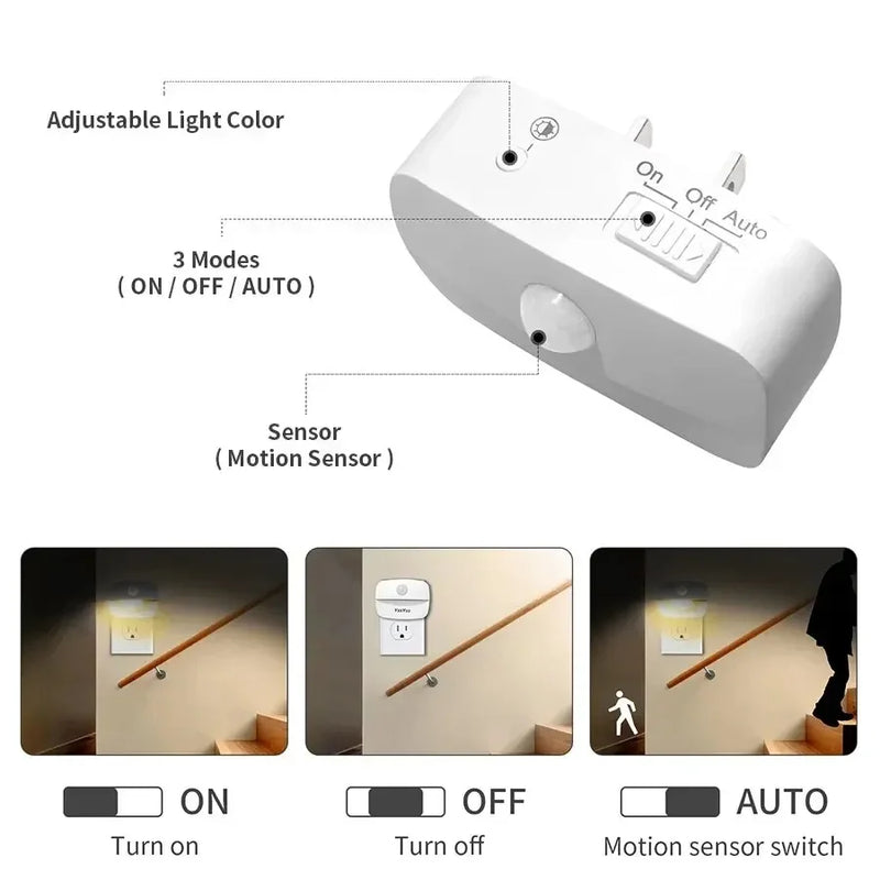 LumoSense LED Nachtlicht | Mit Bewegungs- & Lichtsensor | Dimmbar & Energieeffizient | Warmweiß & Kaltweiß