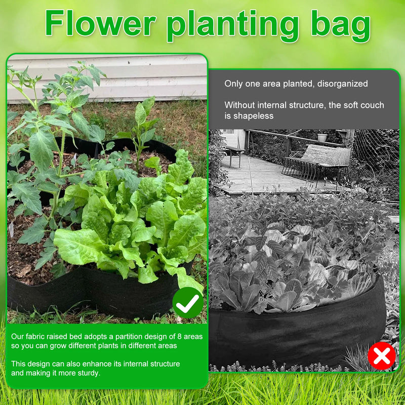 Pflanzsack FlextoGrow | Hochbeet aus Filz mit 4/8 Fächern | Tragbar & atmungsaktiv | Für Gemüse, Kräuter & Blumen