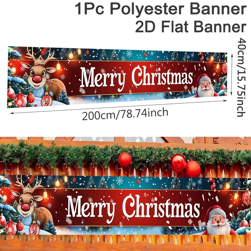 FestiJoy Weihnachts-Banner | Merry Christmas & Happy New Year 2025/2026 | Outdoor & Indoor Deko | Wetterfest & Wiederverwendbar