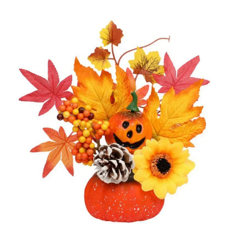 HerbstZauber | Dekokürbis mit Kunstblumen | 25–30 cm | Herbst- & Halloween-Deko