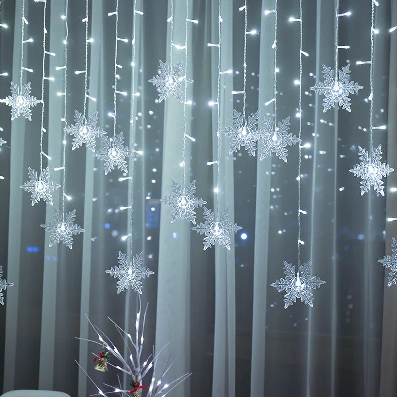 LED Schneeflocken Lichterkette SnowGleam | 3,2 m Vorhangbeleuchtung | 8 Modi | Wasserdicht IP44 | Weihnachts- & Partydeko