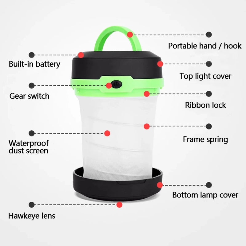 LumaTrail LED Campinglampe | Faltbar & Ultraleicht | 3 Leuchtmodi | Taschenlampe & Laterne in Einem