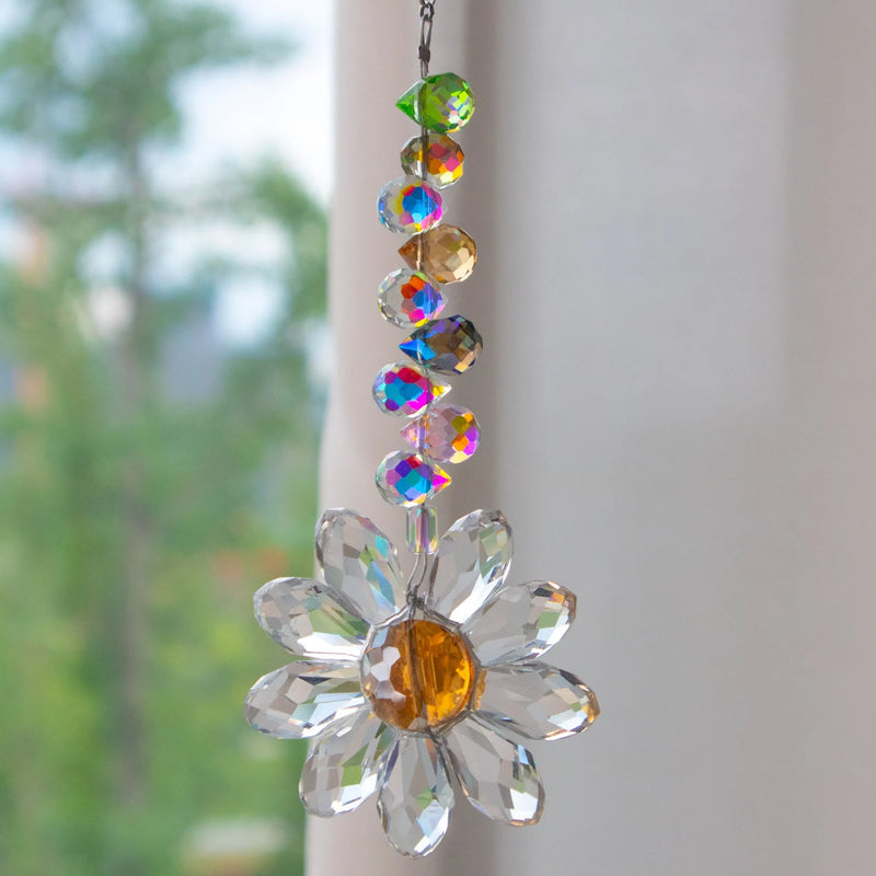 Kristall-Suncatcher LumiMargarita | K9-Daisy-Regenbogenfänger | Fenster- & Gartendeko | 32 cm | Geschenkidee für Zuhause