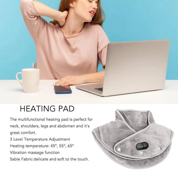 Wärme-Nacken- & Schultermassager ThermoLiva | USB-Heizkissen mit Vibration | 3 Temperaturstufen & Timer | Weicher Plüsch