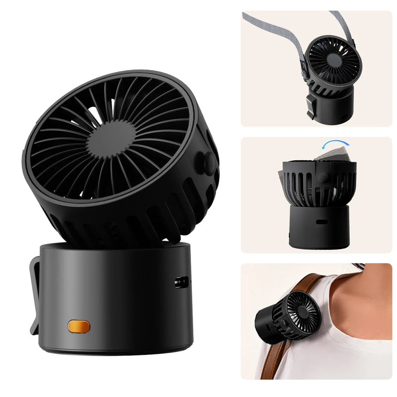 Mini-Ventilator CoolEase GoClip | Tragbarer USB-C Lüfter mit 1000 mAh Akku | Zum Umhängen, Anstecken oder Aufstellen | 3-in-1 Sommer-Frische für Unterwegs