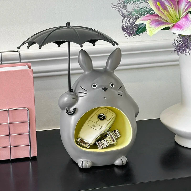 Totomi Schlüsselablage Figur | Niedliches Cartoon-Design | Totoro-inspirierte Deko | Für Wohnzimmer & Schlafzimmer