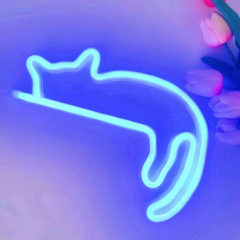 Katzen Neonlicht LumiPaw | LED Wanddeko | USB & Batteriebetrieben | Stylisches Nachtlicht für Zuhause, Party & Geschenkidee