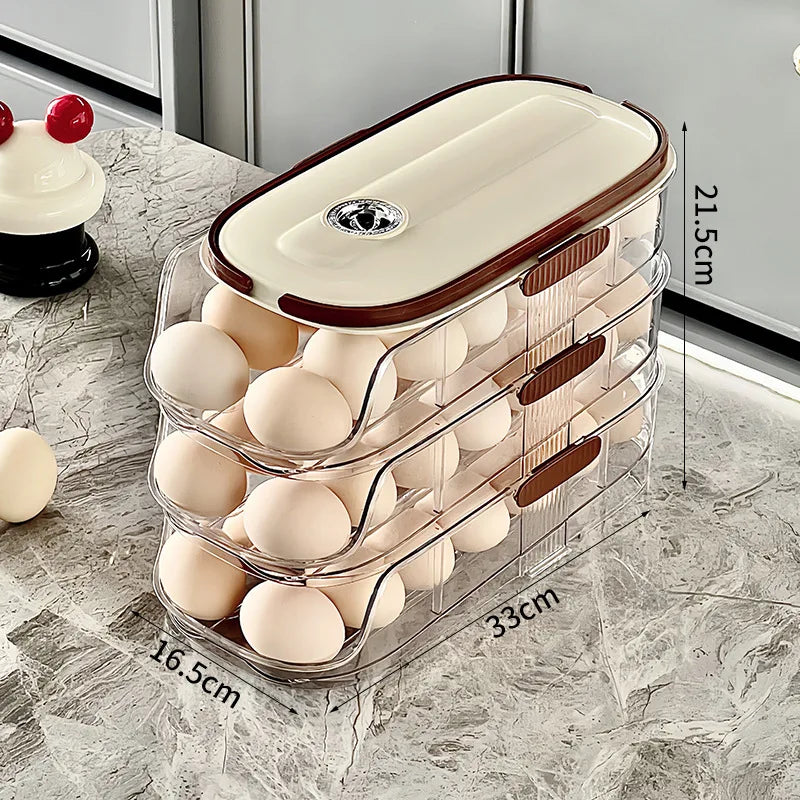 RollEgg Max | Automatischer Eierhalter für den Kühlschrank | Stapelbarer Eier-Organizer aus Klarsicht-Kunststoff