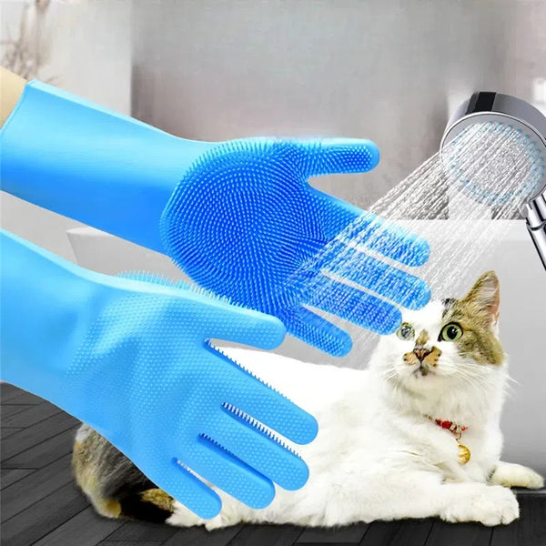 FELISPA SoftTouch Silikon-Badehandschuh für Katzen | Sanfte Fellpflege & Massage | Shampoo-Bürste für Haustiere | 35×16 cm