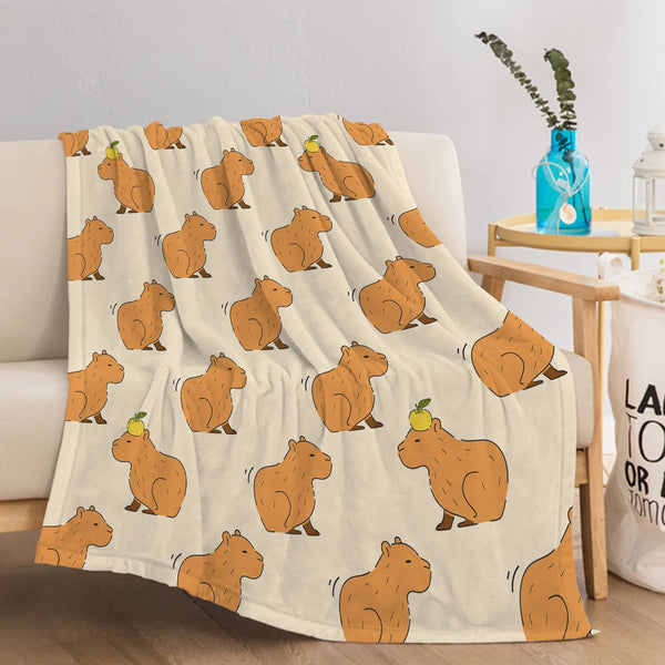 CapyLoom Kuscheldecke | Flauschige Capybara Kuscheldecke | Weiche Flanell-Fleece Wohndecke | Sofa- & Bettüberwurf in 3 Größen