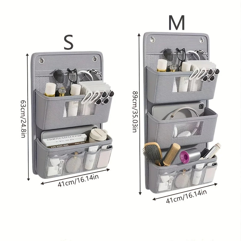 Orgalyn WallPocket Wandorganizer Stoff Grau | Mit Sichtfenster & Haken | Mehrere Fächer