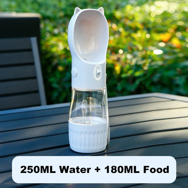 PetHydra Duo Hunde-Trinkflasche mit Futterbehälter | 2-in-1 Outdoor Spender | Für Kleine & Große Hunde & Katzen