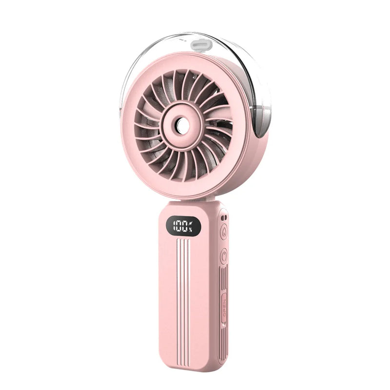 Mini-Ventilator Breezora Pro | Faltbar & Tragbar | Mit Sprühfunktion & USB-Aufladung | Für Hand, Tisch & Halsband