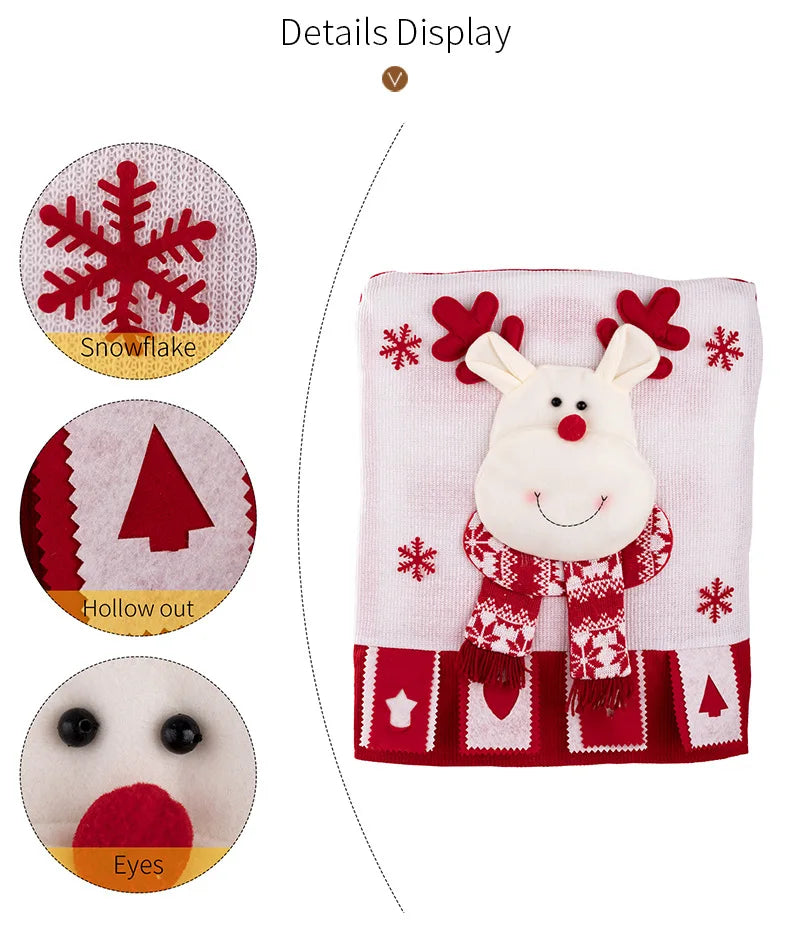 Noelvira | Weihnachtsstuhlbezug | Plüsch Stuhlhusse mit Santa-Design | Festliche Deko für Esszimmer & Küche | Weihnachtsdekoration 2025