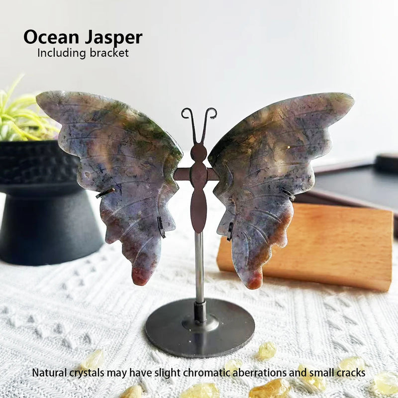 Kristallschmetterling Amethera | Handgeschnitzt aus Naturstein | Amethyst-Flügel | Deko & Geschenk