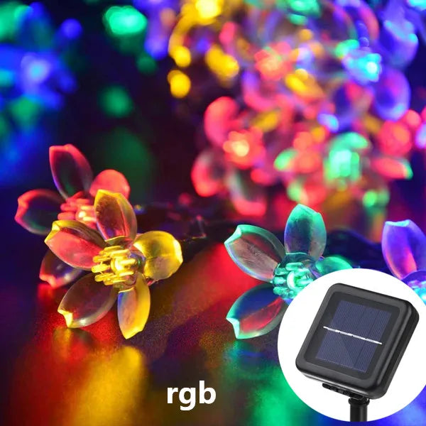 Floriva Solar Lichterkette Außen | Blumen-Design | 8 Modi | IP65 Wasserdicht | Warmweiß & RGB | 5 m / 7 m / 12 m