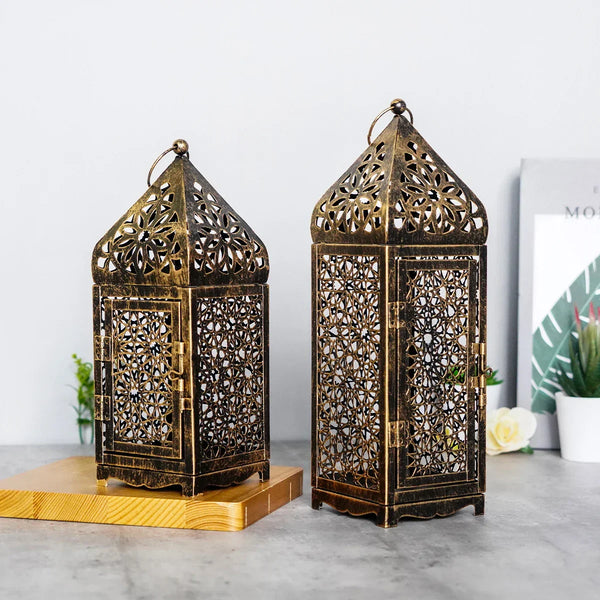 Laterne OriLum | Orientalisches Design in Bronze | Handgefertigt aus Metall | 25–29 cm Höhe