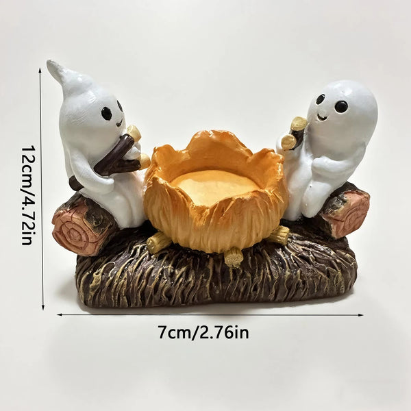 SpiritFlame | Halloween Geister-Lagerfeuer Halter | Flacker-Effekt & Metallständer | Deko ohne Kerzen