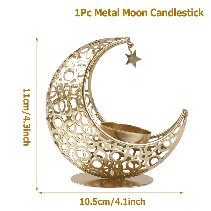 LumiNoor Ramadan Kerzenhalter | Mond-Design | Stimmungsvolle Deko | Metall