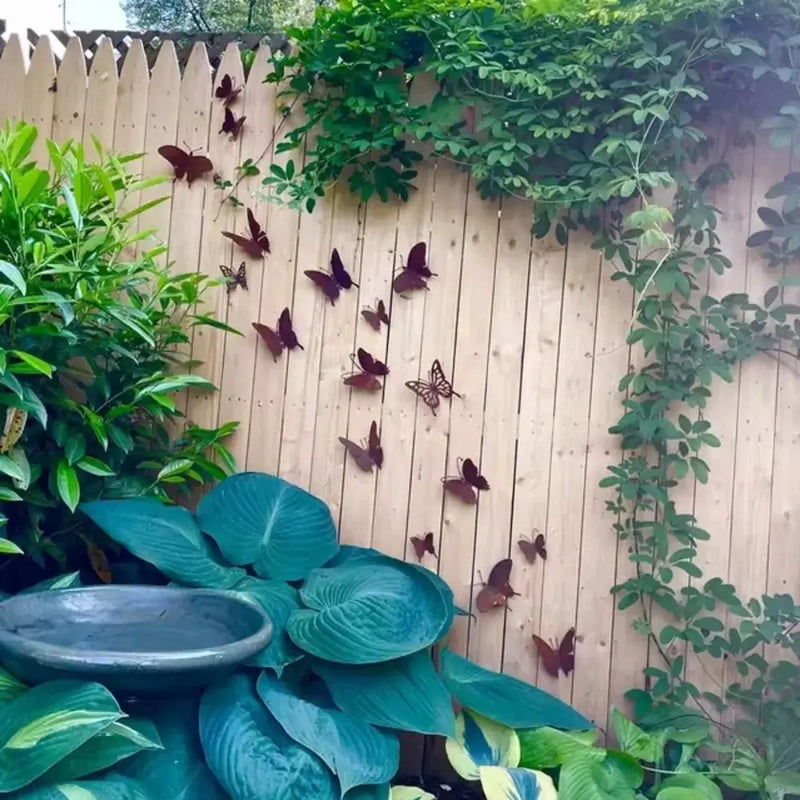 Rustalina 15er-Set Rost-Optik Metall-Schmetterlinge | Wanddeko für Garten, Zaun & Baumstämme | Wetterfest & natürlich gealtert