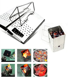 FlammoGo Faltbarer Anzündofen aus Edelstahl | Tragbarer Holzkohle-Starter für Grill & Outdoor | Kompakt & hitzebeständig