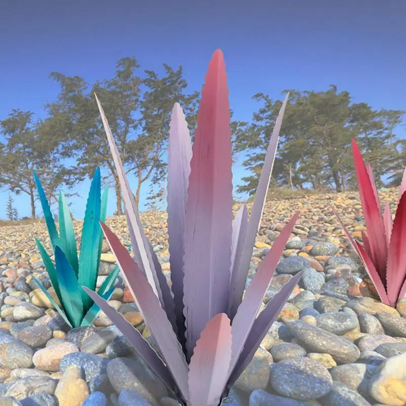 Floraza Metall Agave Skulptur | Handgefertigte Gartendeko | Wetterfest & Elegant | 29 × 29 × 45 cm
