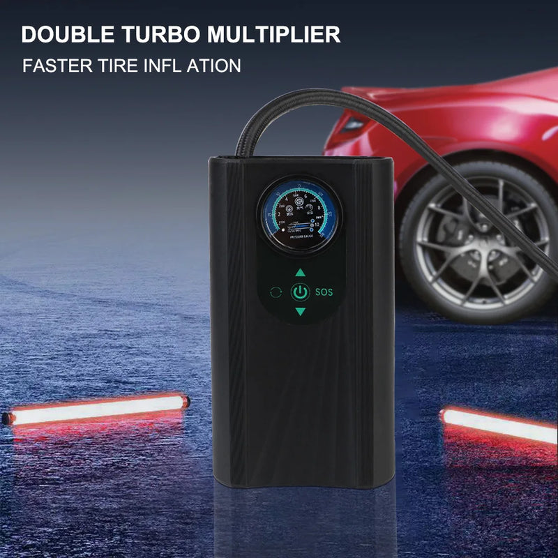 Reifenpumpe AutoAirX Pro | Tragbarer Kompressor 12V | Metallzylinder | Für Auto, Motorrad, Fahrrad & Ball