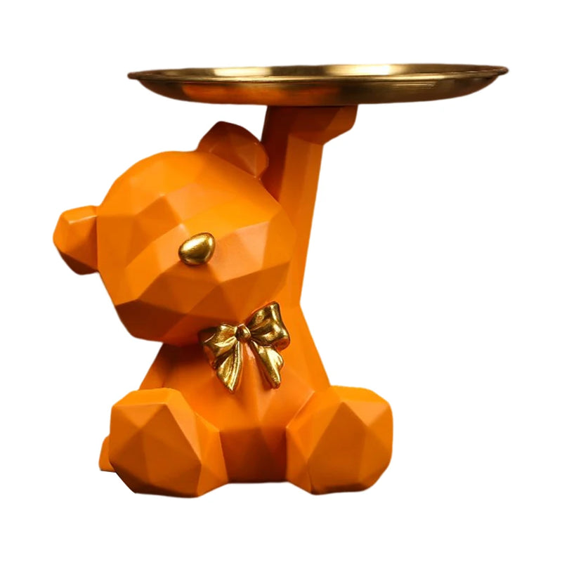 Aufbewahrungsfigur Formubo GeoBear | Geometrischer Bär aus Resin mit Schale | Deko & Ablage in einem | 17,5 × 13 cm