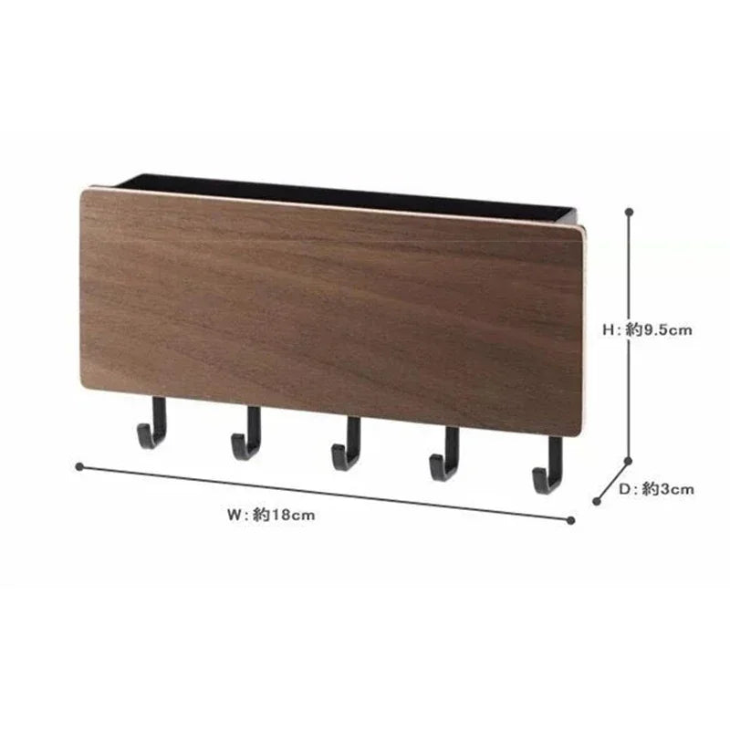 KeyNest Wand-Organizer | Bambus Schlüsselbrett mit Haken | Rechteckige Wandgarderobe für Schlüssel, Jacken & Accessoires