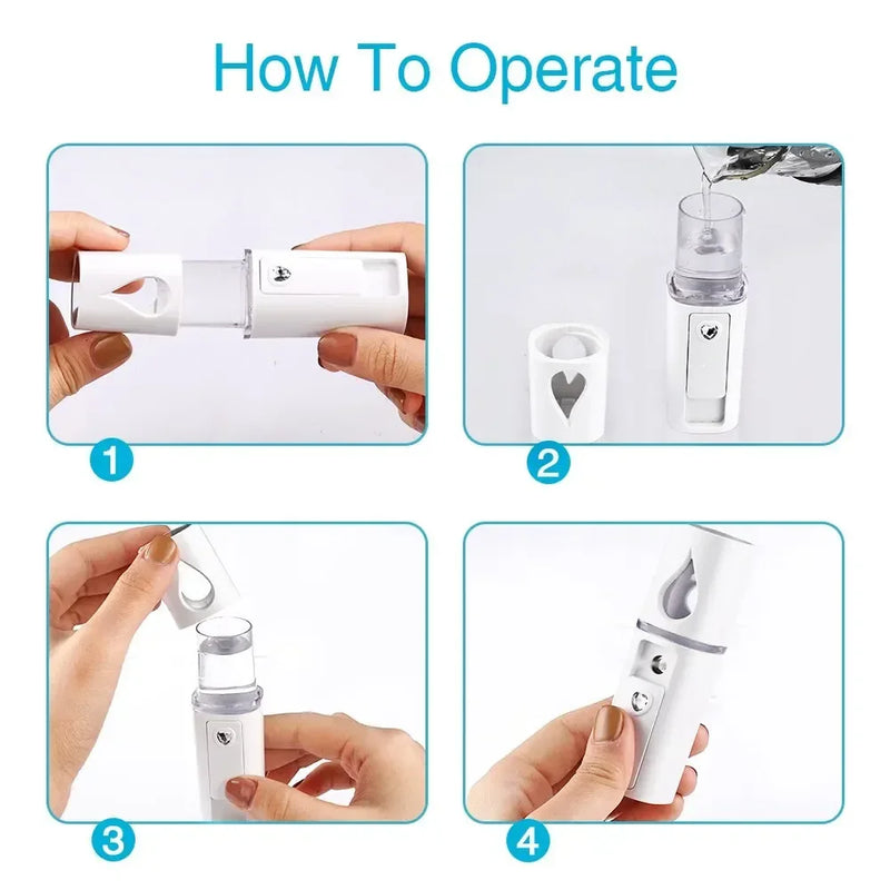 Nano-Gesichtsspray Mistella Mini | USB-aufladbar | Feuchtigkeitsspendender Kaltnebel | Für Gesicht, Poren & Wimpernreinigung | 20 ml