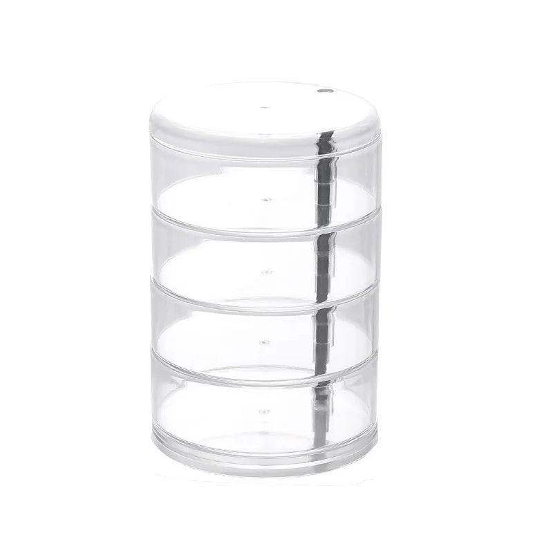 Schmuckaufbewahrung 360° drehbar | Staubdicht & Wassergeschützt | 5-lagige Kosmetikbox | GlanzDreh Transparent