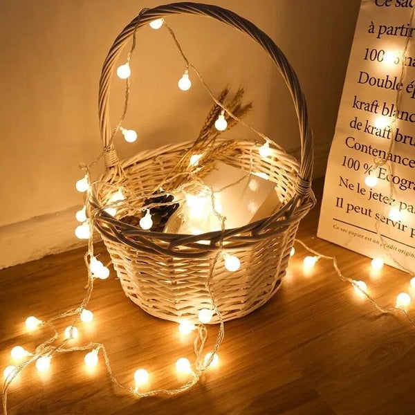 LumiSphere Glow | LED Lichterkette Kugeln | 10 m | 80 LEDs | USB & Batteriebetrieb | Warmweiß oder Bunt | Hochzeit & Weihnachtsdeko