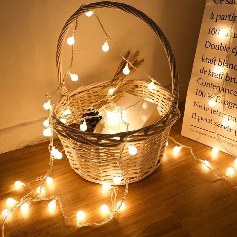 LumiSphere Glow | LED Lichterkette Kugeln | 10 m | 80 LEDs | USB & Batteriebetrieb | Warmweiß oder Bunt | Hochzeit & Weihnachtsdeko