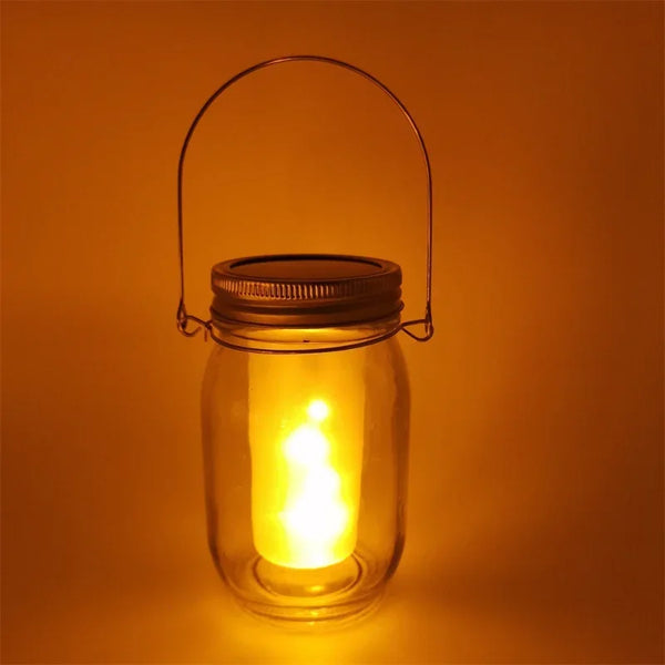 Solar-LED-Flammenlicht FlammaLid SolarGlow | Für Mason-Gläser | Dekoleuchte für Innen & Außen | 7×11,5 cm