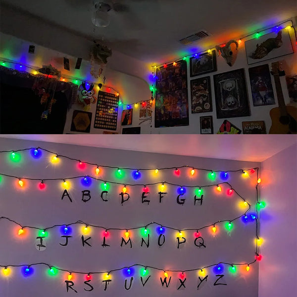 LumiBerry LED Weihnachtslichterkette C7 | Vintage Erdbeer-Design | Fernbedienung & Timer | Innen & Außen